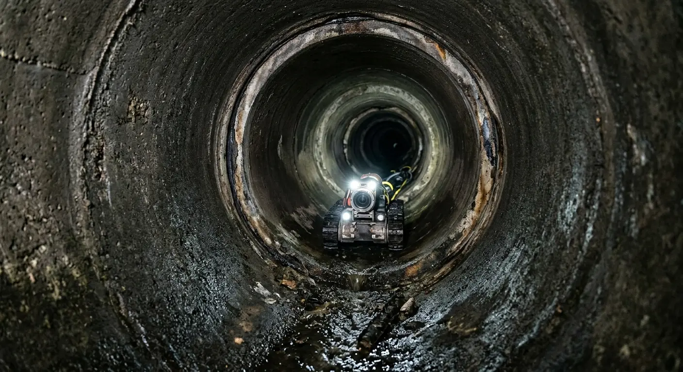 Robotic sewer camera inspecting pipe interior for Drain Snake Service in Highland City